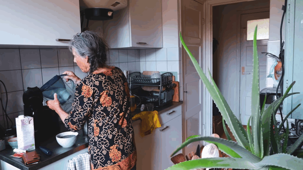 Senior friendly kitchen with non-slip flooring and bright lighting